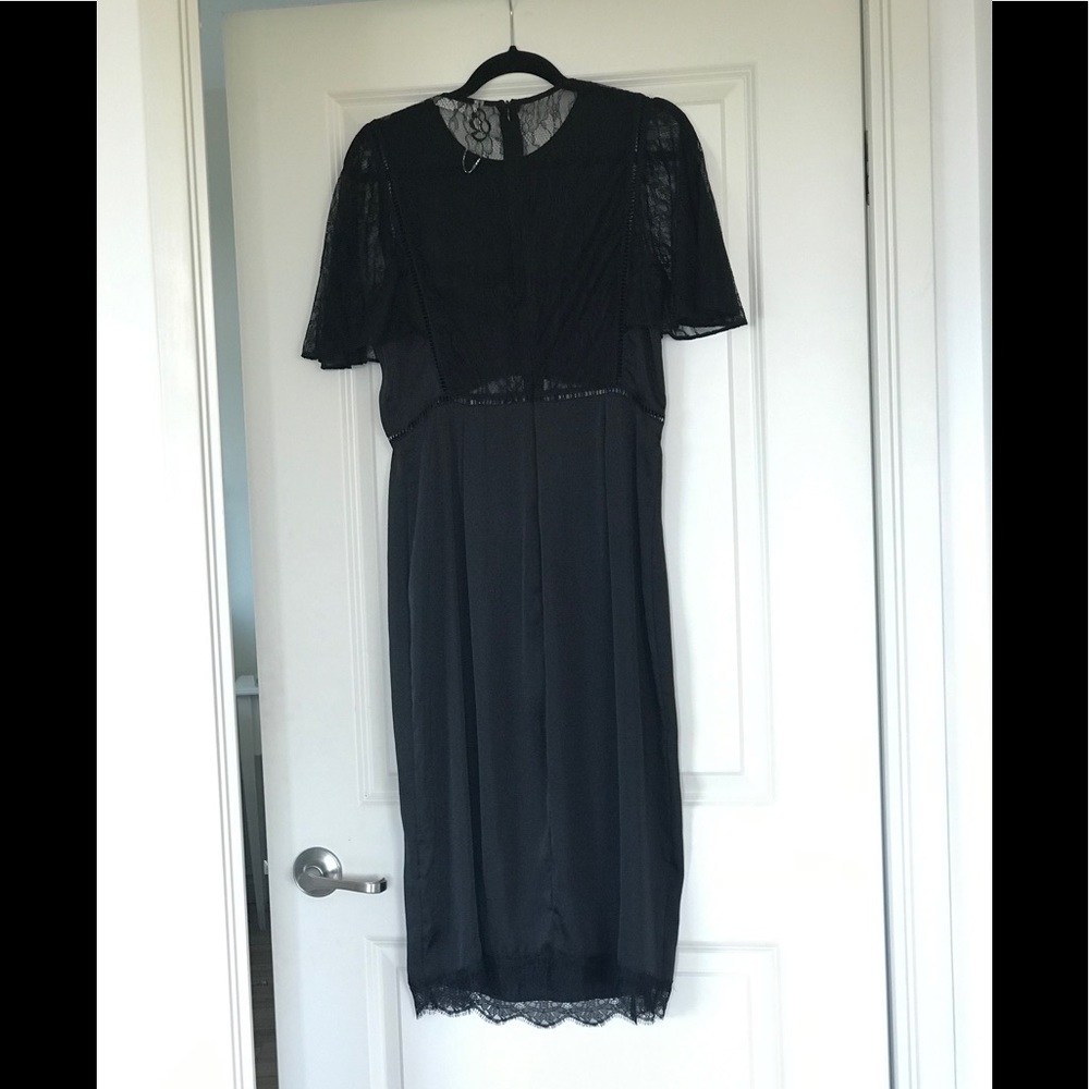 Black satin & lace dress